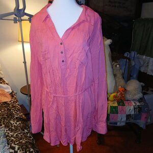 Motherhood Maternity XL Extra Large Pink 100% Rayon long Sleeve Blouse